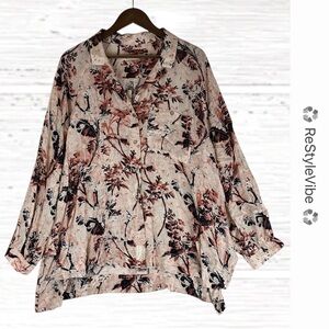 WE THE FREE Women’s Size M Shirt Top Blouse Tropical Button Down Oversized FP